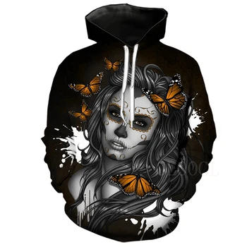 

Christmas Makeup 3D Hoodie For Men Women Sweatshirts Hooded Sportswear Butterfly Printed Casual Hoodies Streetwear Pullover Tops