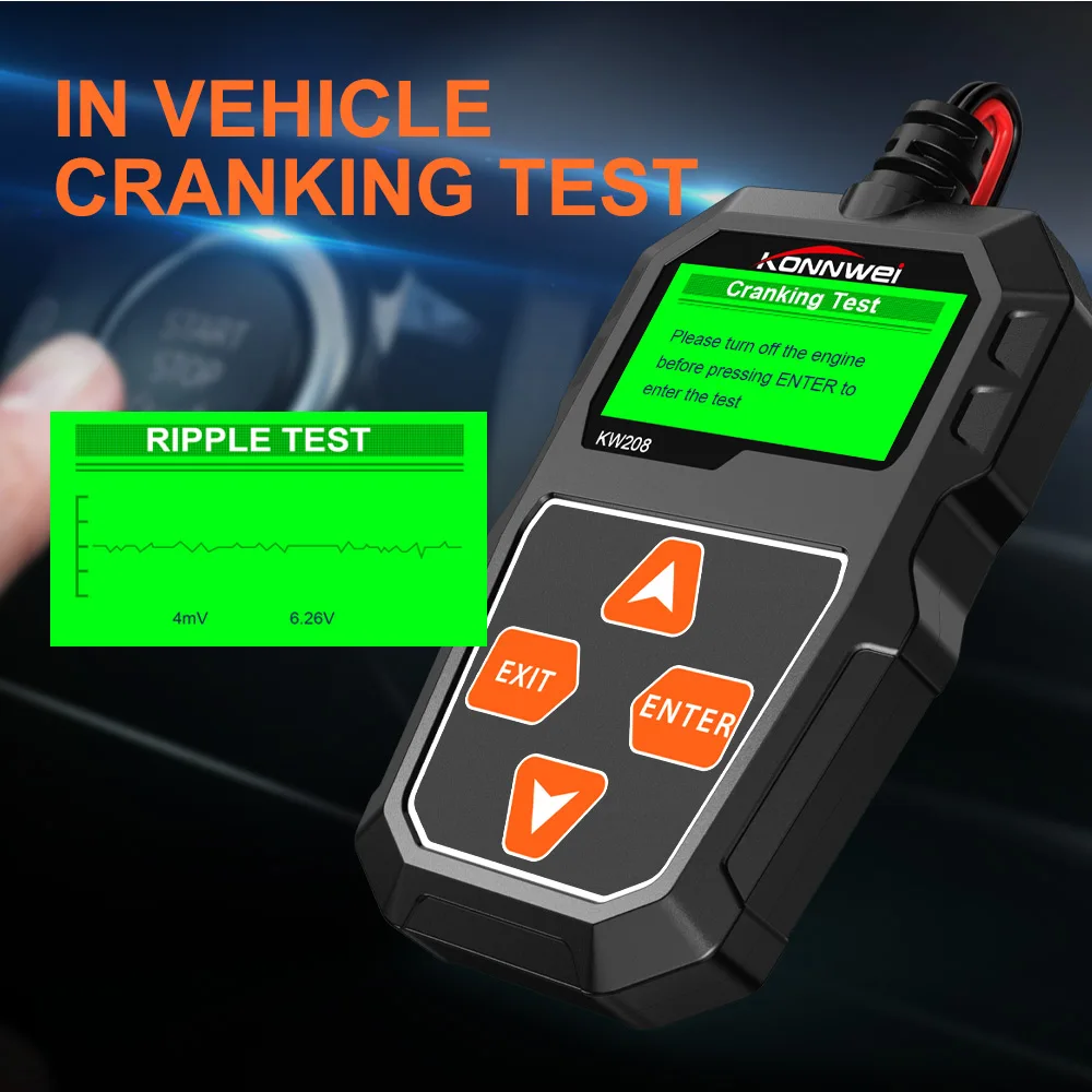 KONNWEI KW208 тестер автомобильного аккумулятора 100 2000CCA зарядка Cranking Авто батарея