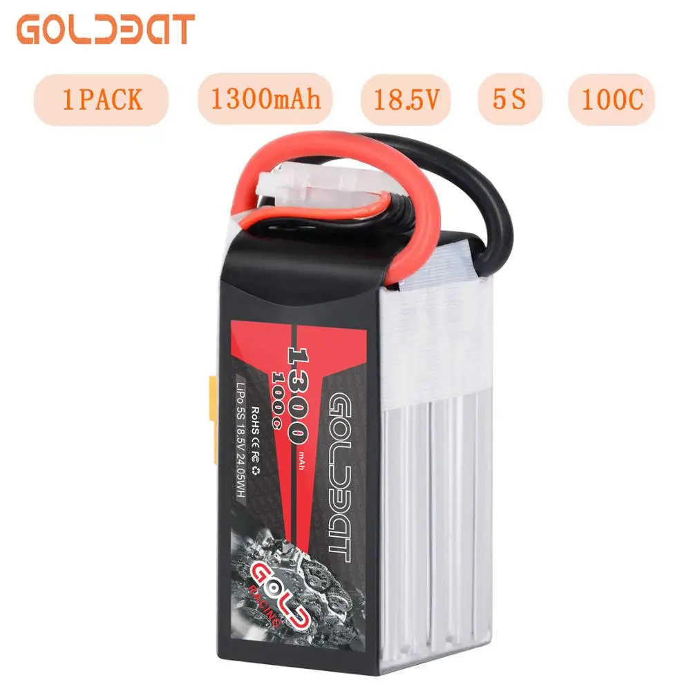 $22.78 GOLDBAT FPV Lipo Battery 1300mAh 5S 100C Battery 185V Drone Battery lipo 5s with XT60 Plug for Hel