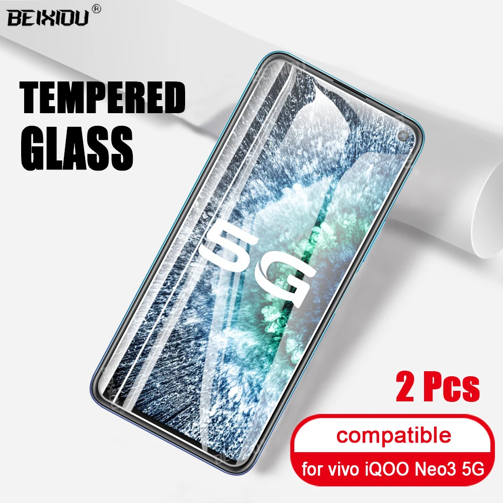 2 шт Полное закаленное стекло для vivo iQOO Neo 3 5G защита экрана 2.5D 9h защитная пленка |