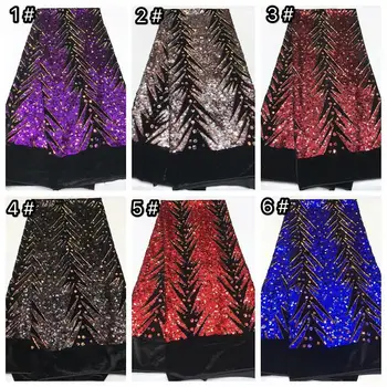 

Hot sale New French Sequin Lace Fabric High Quailty Nigerian Embroidered Velvet Tulle Lace African Lace Fabric For Wedding Party