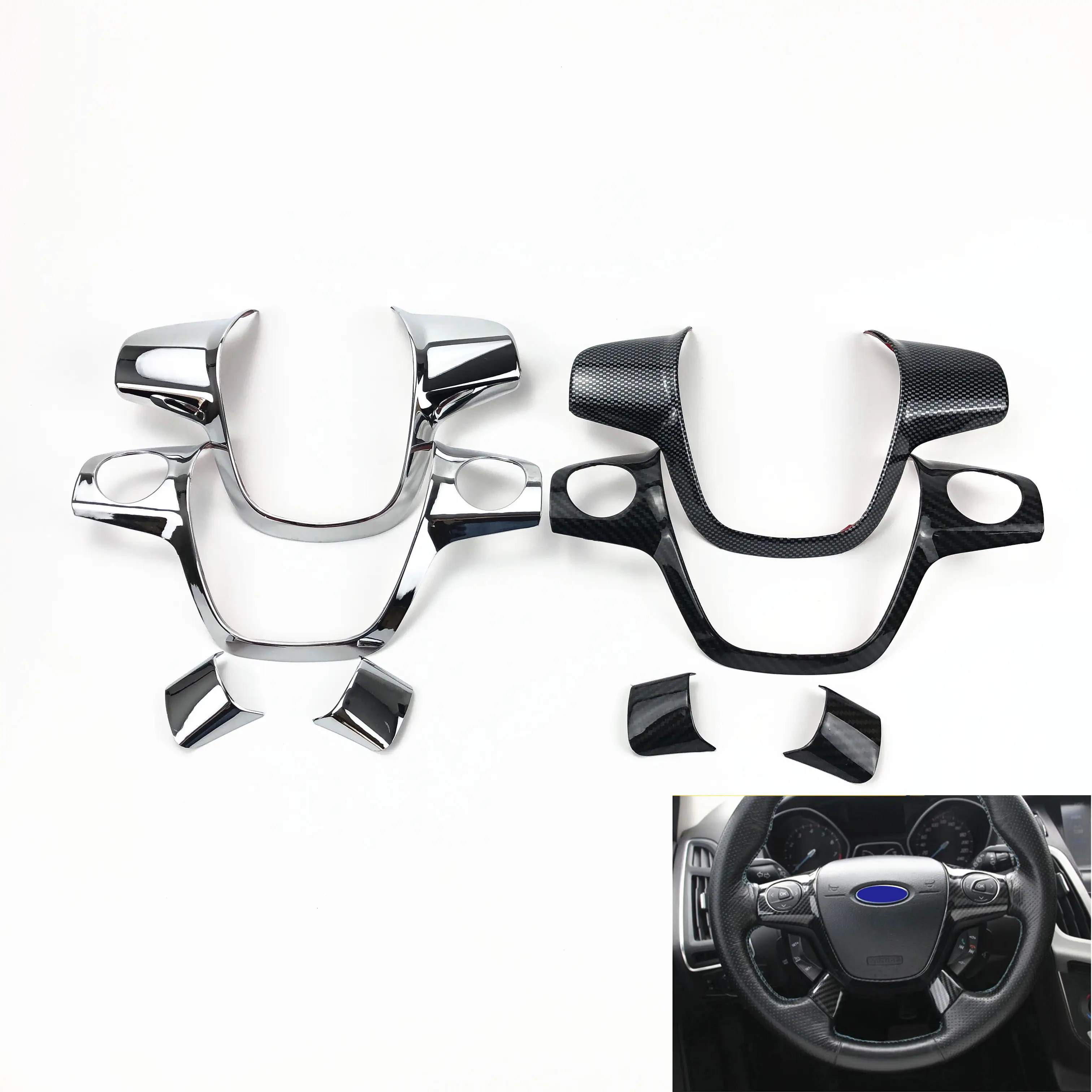 Блестящий чехол для рулевого колеса с хромированной отделкой Ford Focus 3 mk3 2012 2014/KUGA