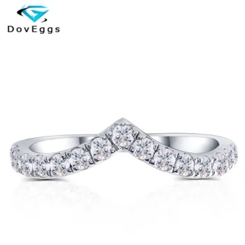 

DovEggs Classic 0.53CTW 2mm Width Moissanite Half Eternity Anniversary Wedding Band Guard Ring Sterling Solid 925 Silver