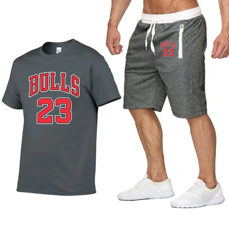 

Jordan new bull 23 t shirt shorts sets men letter printed summer suits casual tshirt men brand clothing streetwwar tops male