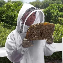 Белый анти-пчела пальто полный тела пчеловодства инструменты ПВХ специальная защитная одежда костюм пчеловода защитный костюм пчеловода NDS66