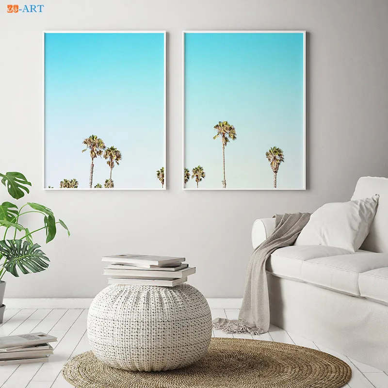 Пальма принт песчаный пляж плакат пейзаж Картина на холсте с изображением