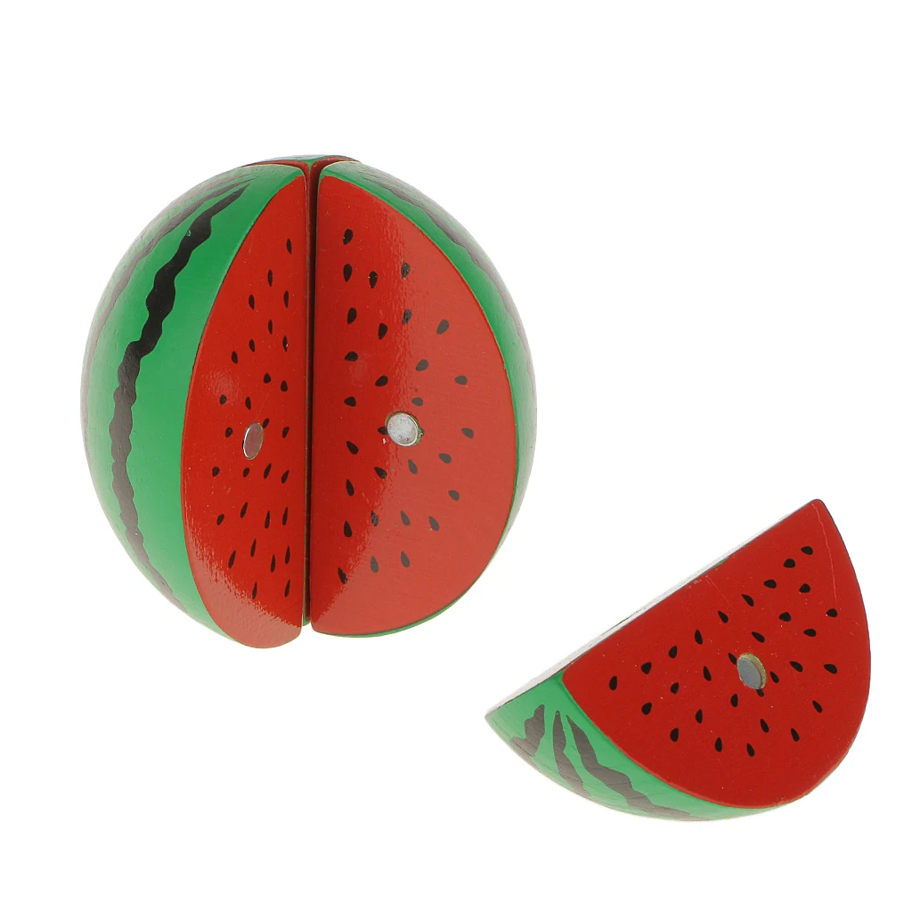 Wooden Magnet Connected Fruits/Vegetables Kid Kitchen Cutting Pretend Play Toys