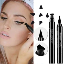 Двухсторонняя Крылатая подводка для глаз, штамп, водостойкая, долговечная, жидкая, косметическая подводка для глаз, ручка для глаз, стойкая, черная, Корейская, макияж