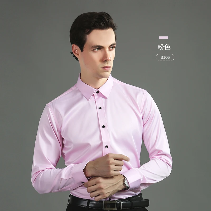 Фиолетовая шелковая хлопковая рубашка, мужские офисные рубашки из спандекса, формальные облегающие офисные рубашки для соцзащиты, Япония, новая модель, деловые однотонные рубашки