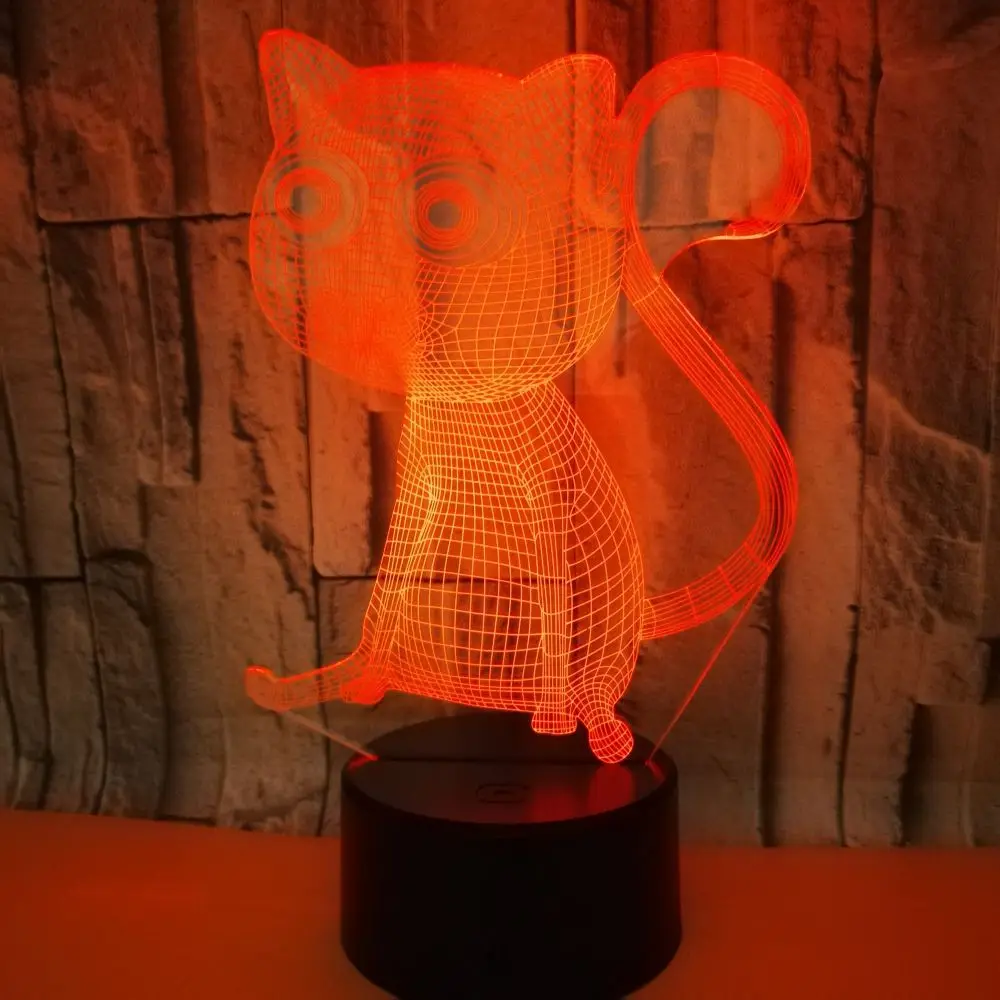 3D Led моделирование ночник Usb настроение кошка сенсорная кнопка атмосферная настольная лампа Дети Спальня сна освещение украшение дома подарки