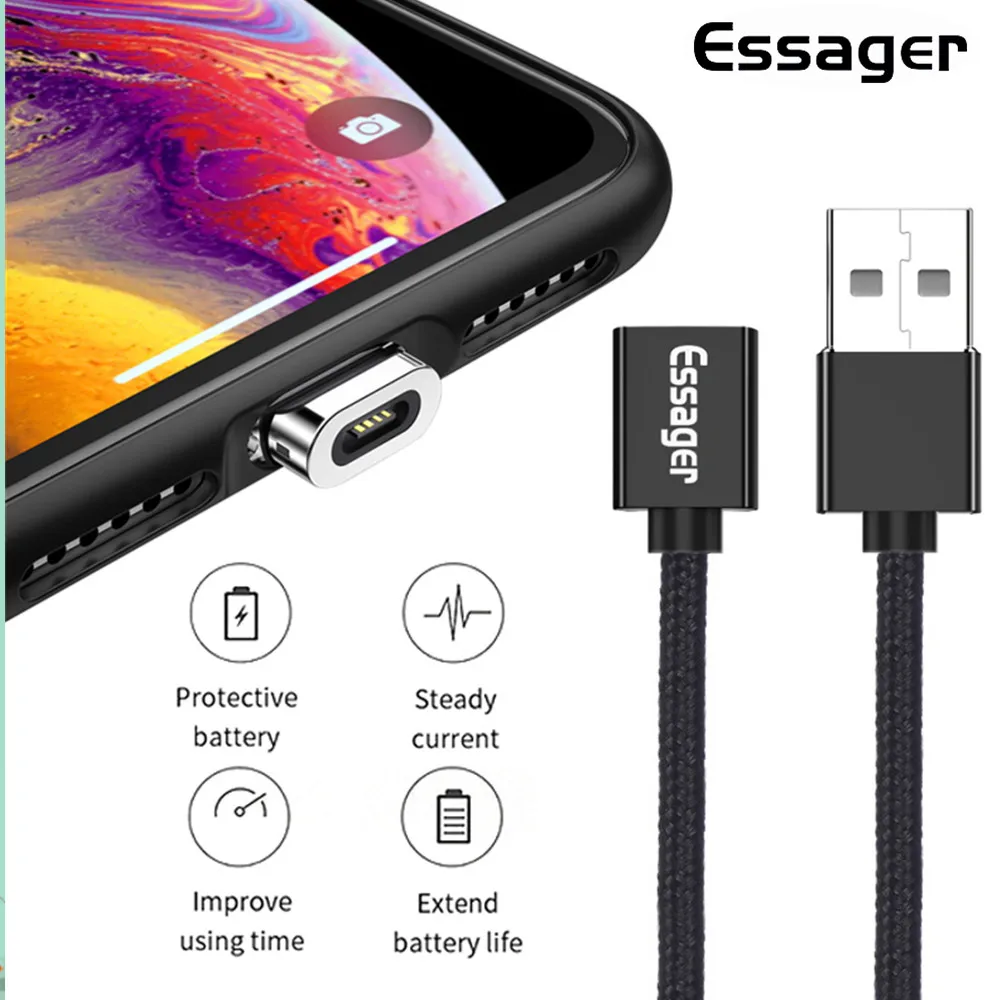 Essager Магнитный Micro Тип usb c кабель для передачи данных для iPhone 11 XR 7 IPad Xiaomi 9 Redmi Note 7 Быстрый зарядный кабель мобильного телефона код данных