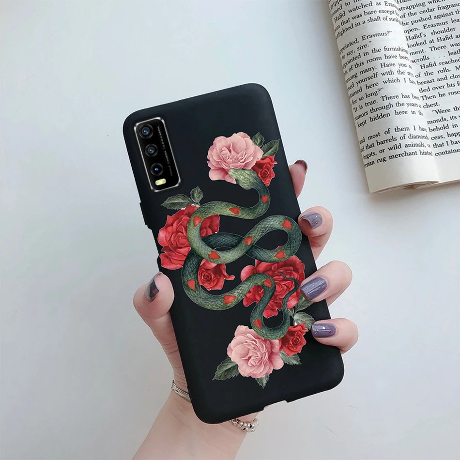 cell phone belt pouch For Vivo Y20 Y20i 2021 Y20s Case Silicone Fashion Daisy Sunflower Soft Heart Back Cover For Vivo V2029 V2027 Y 20 20s 20i Coque mobile flip cover