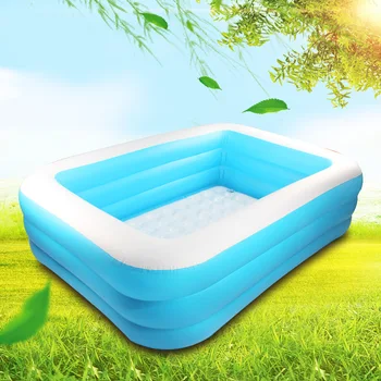 

1.2m/1.3m PVC Inflatable Swimming Pool for Children Thickened Bubble Bottom Swimming Pool Summer Blue and White Swimming Pool