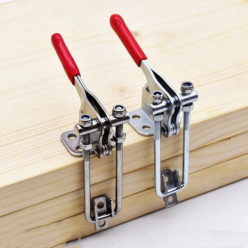90 Degree Quick Release Clamp furniture hardware toggle latches decorative latches 1pc 304 Stainless Adjustable Metal Anti-Slip Toggle Latch Catch Clasp for Woodworking Press Clamps