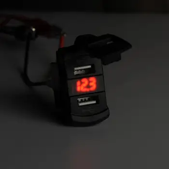 

Universal Charger Car Dual USB Socket Adapter LED Voltmeter Rocker Switch Panel Charger 12V/24V For Cars Motos Buses Ships RVs