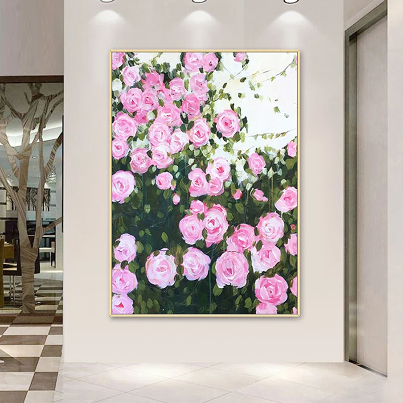 

100% Hand Painted Abstract Flowers Art Oil Painting On Canvas Wall Art Wall Adornment Pictures Painting For Live Room Home Decor