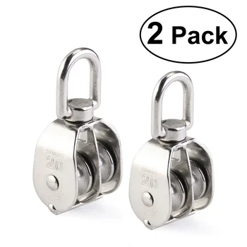

WINOMO Pair of 304 Stainless Steel Double Sheave Swiveling Head Crane Pulley Block