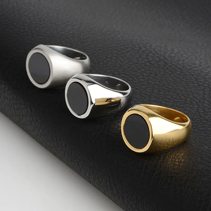 Stainless Steel Men Rings Fashion Gold Silver Color