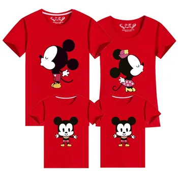 

Family Matching Outfits Mickey Short-sleeved T-shirt Mother And Daughter Clothes Mouse Father Son Baby Kids Tshirt Mommy And Me
