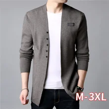 Мужской кардиган, повседневный вязаный хлопковый шерстяной свитер, Мужская одежда, осень-зима, новые мужские Свитера и кардиганы