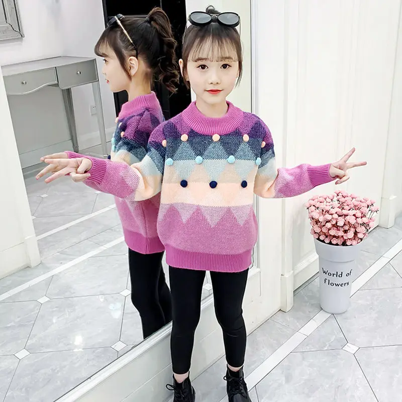 

Baby Girl Sweater Children Autumn Cute Long Sleeve Tops Kids ThickenWarm Pullover Knitted Sweaters Toddler Girl Winter Clothes