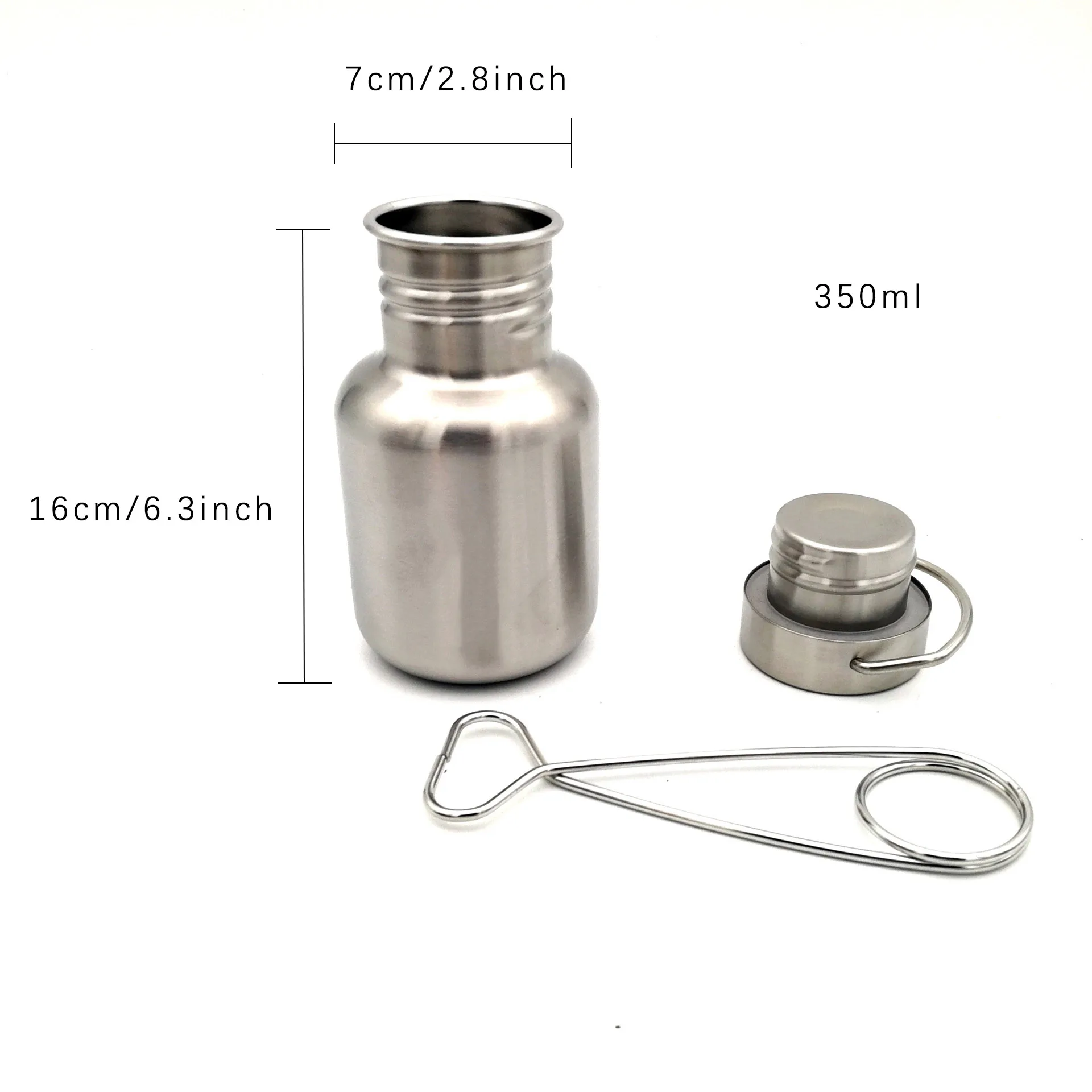 350ml Бутылка для кемпинга бушкрафт 300/500750 мл с крюком 304 из нержавеющей стали поле туристический котелок для пикника на открытом воздухе - Цвет: 350ml