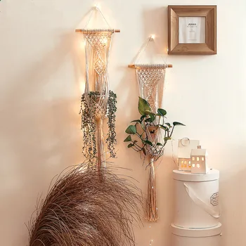 

1Pcs 82cm Macrame Plant Hanger Basket Handmade Wall Hanging Boho Flower Pot Holder Planter For Balcony Countyard Garden Decor