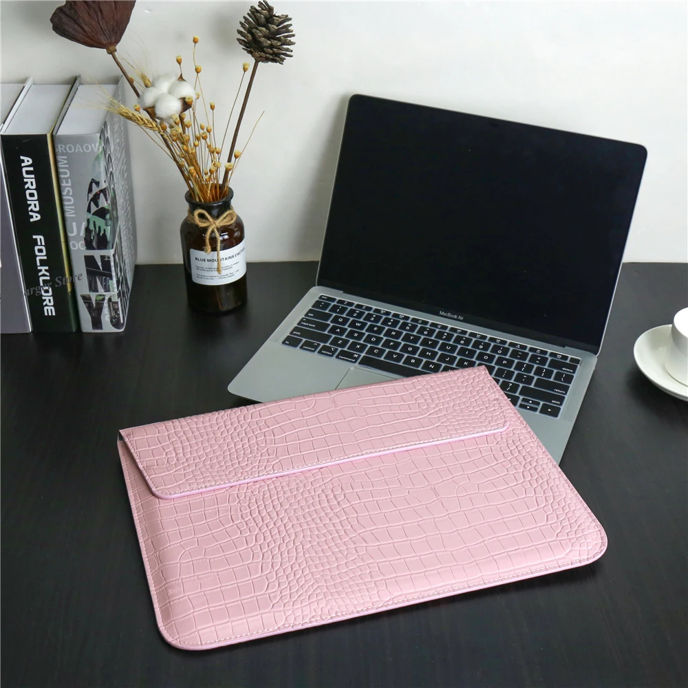 Bolsa de Couro Portátil de Crocodilo para Macbook m1 Pro 13 pu Capa para Pro 14.2 2023 Capa para m3 Air 15.3 A3114 A2941 2023 2024 2024 - Imagem 5