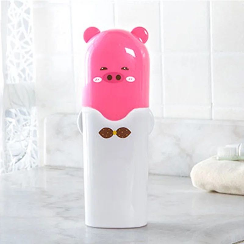 Style 3 pig Мультяшный медведь держатель для зубной пасты и щетки аксессуары для ванной комнаты портативный дорожный Чехол для зубной щетки чашка органайзер для ванной комнаты - Цвет: Style 3 pig