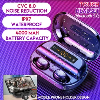 

Mini TWS Wireless Earphones Touch bluetooth 5.0 Headset Sport Stereo IPX7 Waterproof Headphones Earbuds With Charging Case