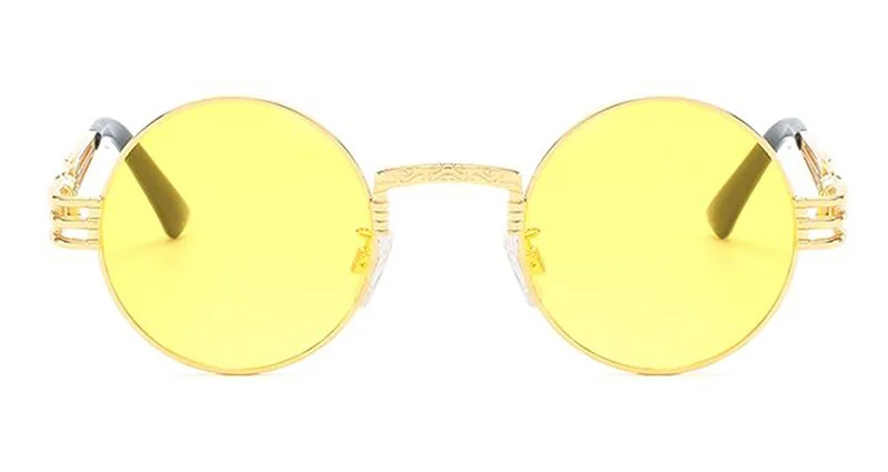 MAXJULI Steampunk Round Sunglasses for Men Women Alloy Eyeglasses Circle Shape Brand Designer Sun glasses Mirror UV_voghion.com