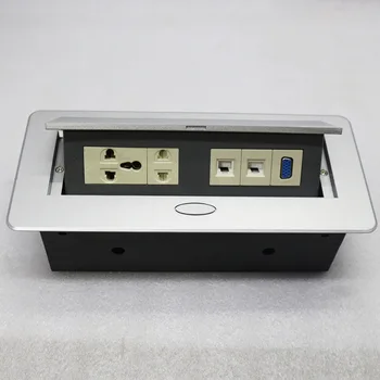 

High quality alloy square multimedia desk cable switch socket box protector power table outlet hole cover plug wire organizer