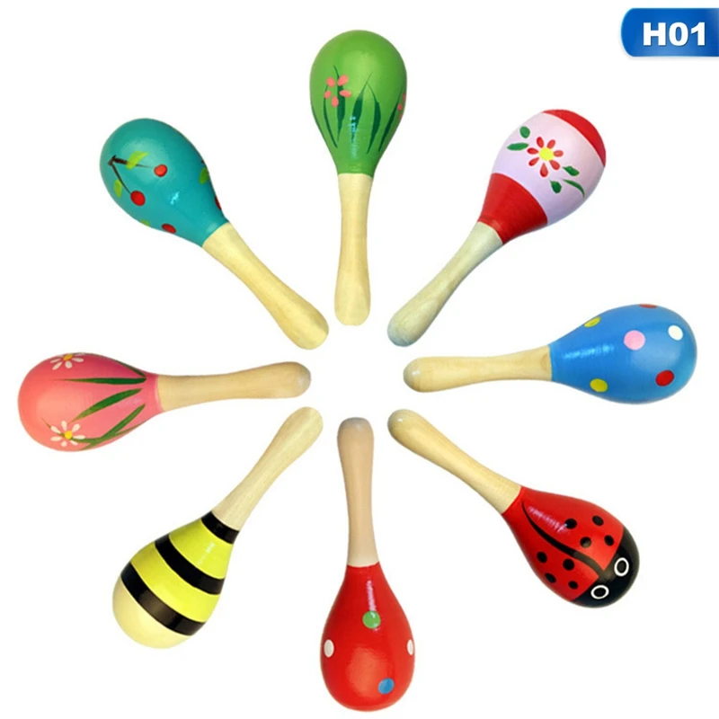 1 шт. красочные деревянные маракасы Детские Музыкальные инструменты Погремушка шейкер вечерние Детские Подарочные игрушки