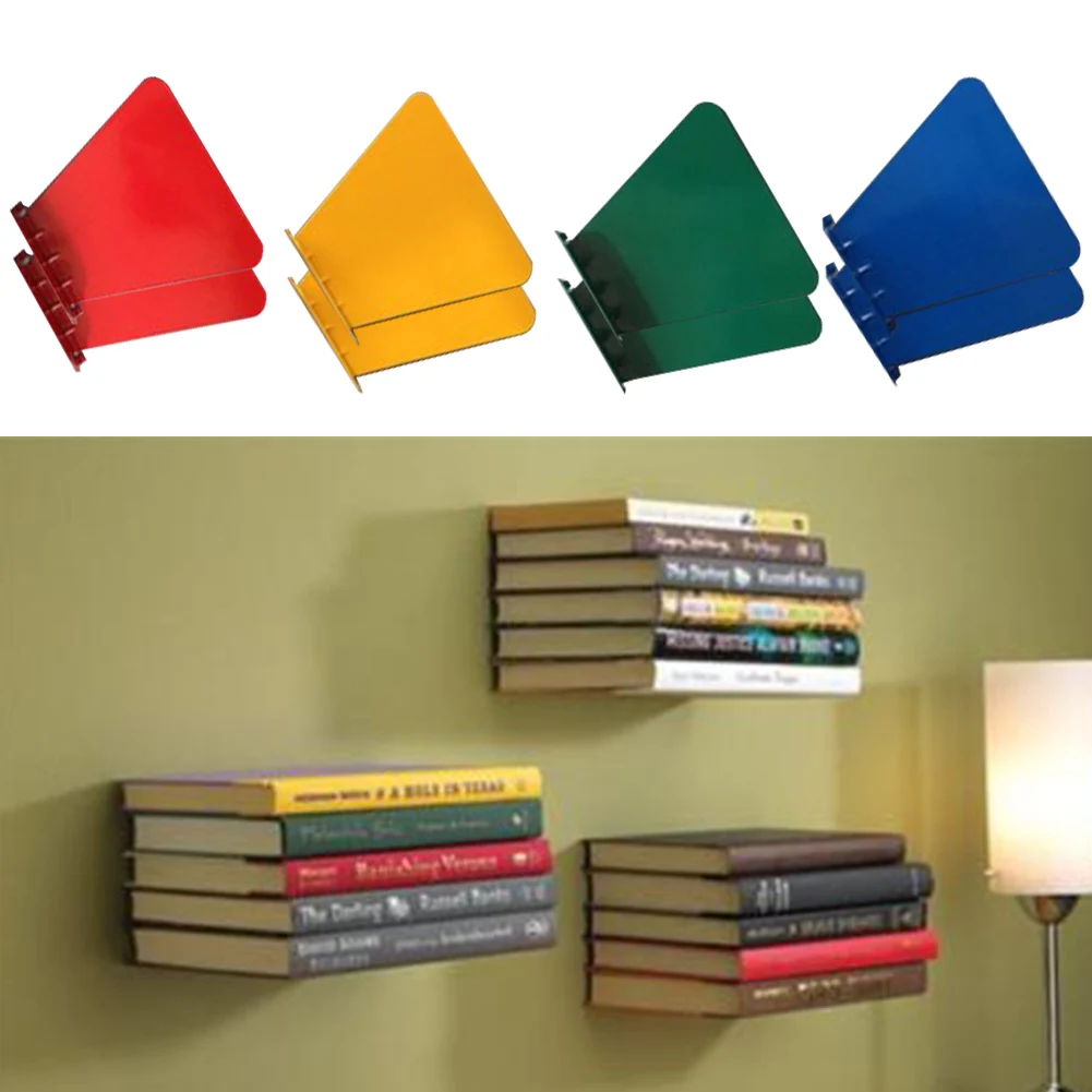 

2PCS Decorative Office Display Stand Book Storage Magazine Practical Nordic Style Home Floating Iron Bookshelf Holder Invisible