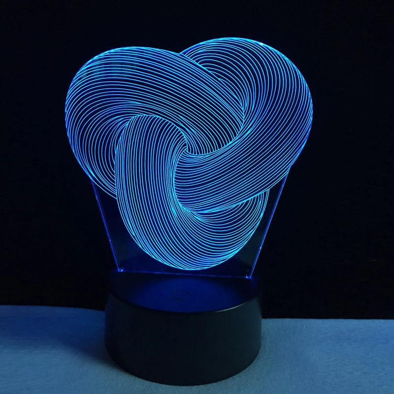 Абстрактная веревочная пряжка 3D Светодиодная лампа USB многоцветная креативная