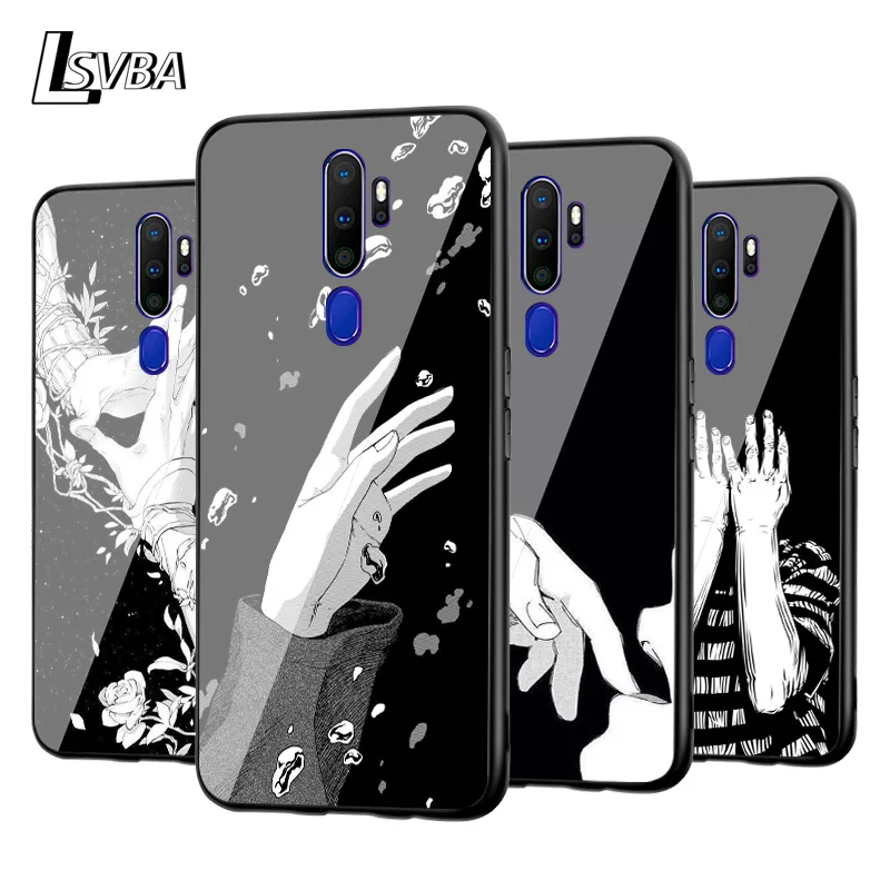 

Black Style Art Hand For OPPO Reno 4 3 ACE A9 A5 F15 Realme C2 K5 K3 R17 R15 Pro 4G 5G 2020 Soft Phone Case