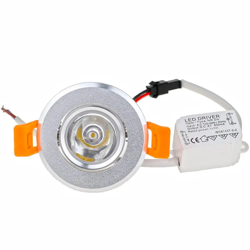 Алюминий круглый светодиодный Диммируемый потолочный светильник 3W AC90-260V DC12V Встраиваемый светодиодный точечный светильник светодиодный лампы вырез 50 мм с Драйвером