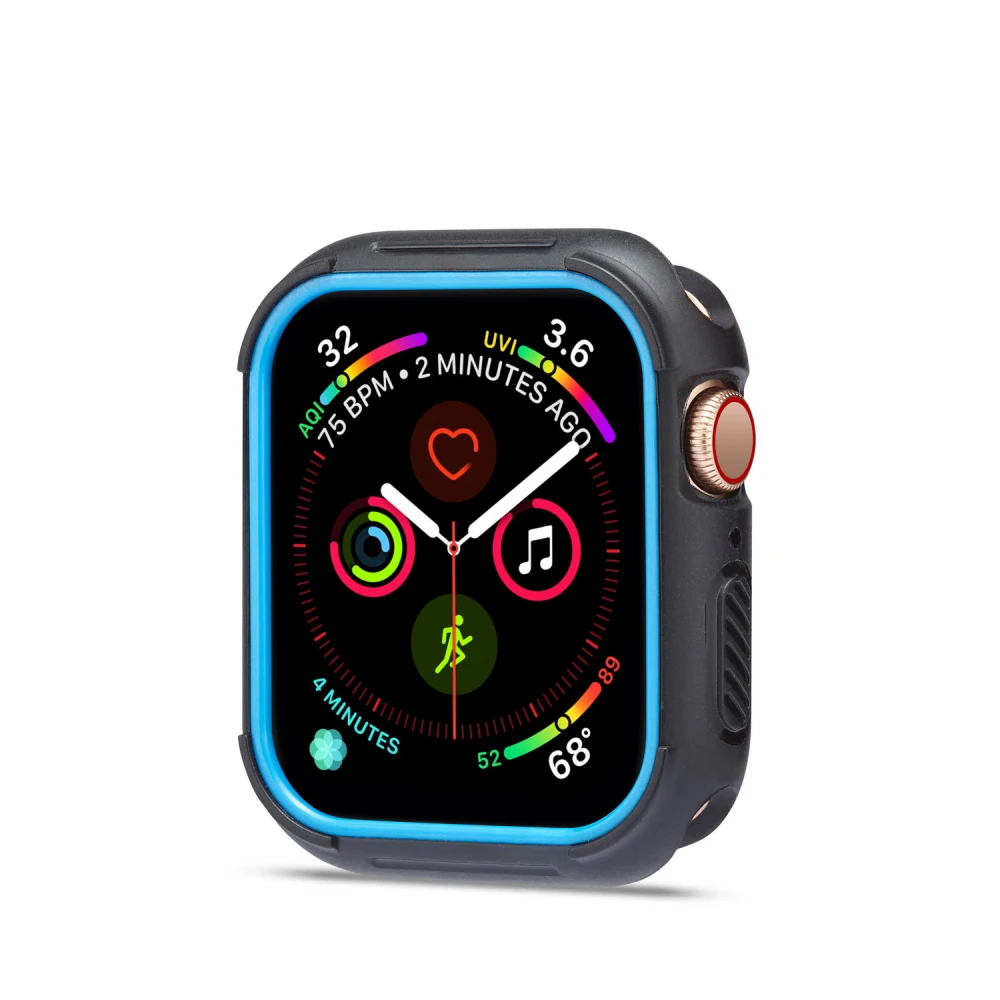 Чехол для Apple Watch 44 мм, серия 4, новейший крутой Защитный Мягкий силиконовый чехол для iwatch 5, TPU 40 мм, 44 мм, чехол для задней панели, бампер - Цвет: Black Blue
