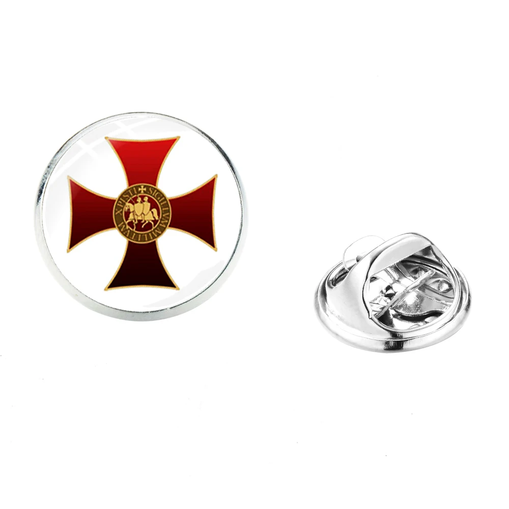 SONGDA винтажный Рыцари Тамплиер брошь крестоносцы Solomons масонский знак стеклянные нержавеющие брошки и булавки для воротника классические значки Креста - Окраска металла: Style 12