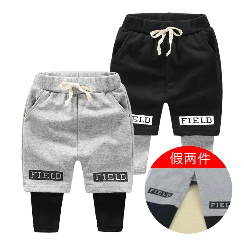 

CHILDREN'S Trousers Autumn And Winter New Style Korean-style Stylish Fake Two English Boys Trousers Versatile Fashion Crawler Sp
