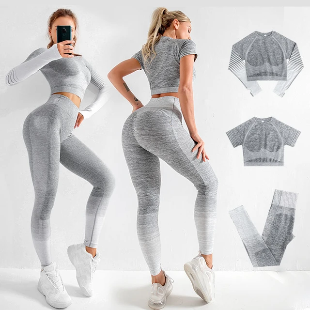 Women Tennis Slim Shirt Tight Workout Leggings Yoga Clothing Set Fitness  Patchwork Sportswear Long Sleeve Tennis Shirt 2 Pcs Set - AliExpress