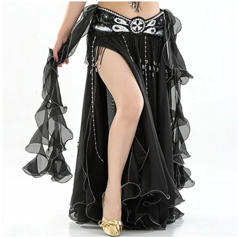 2020 Women Belly Dance Skirt Slit Long Maxi Skirts  Belly Dance Clothing Sexy Oriental Professional Belly Dance Skirts 13 Colors
