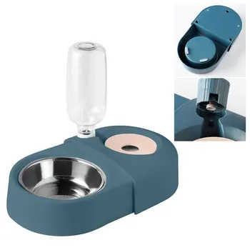 

2020 For Cats Pet Dogs Portable Pet Feeder Plastic Dual Port Automatic Feeder Water Drinking Feeding Basin Bowls