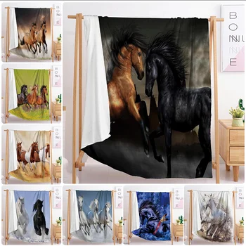 

2020 New horse animal Custom blankets Large and small size throw blanket tapestry sleeping blanket flannel blanket bedding