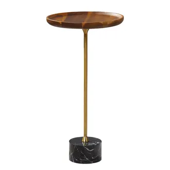 

Light luxury solid wood Nordic side Marble corner table wrought iron designer personality creative sofa side table small corner