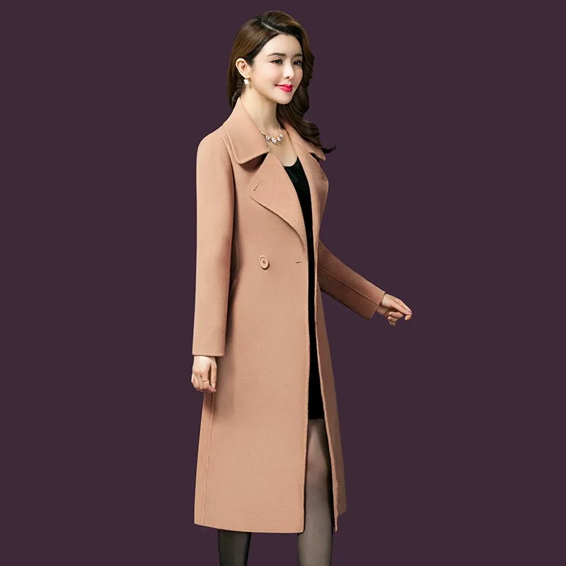 Manteau femme Осень Зима Женское шерстяное кашемировое простое длинное пальто классическое милитари длинное пальто abrigos mujer