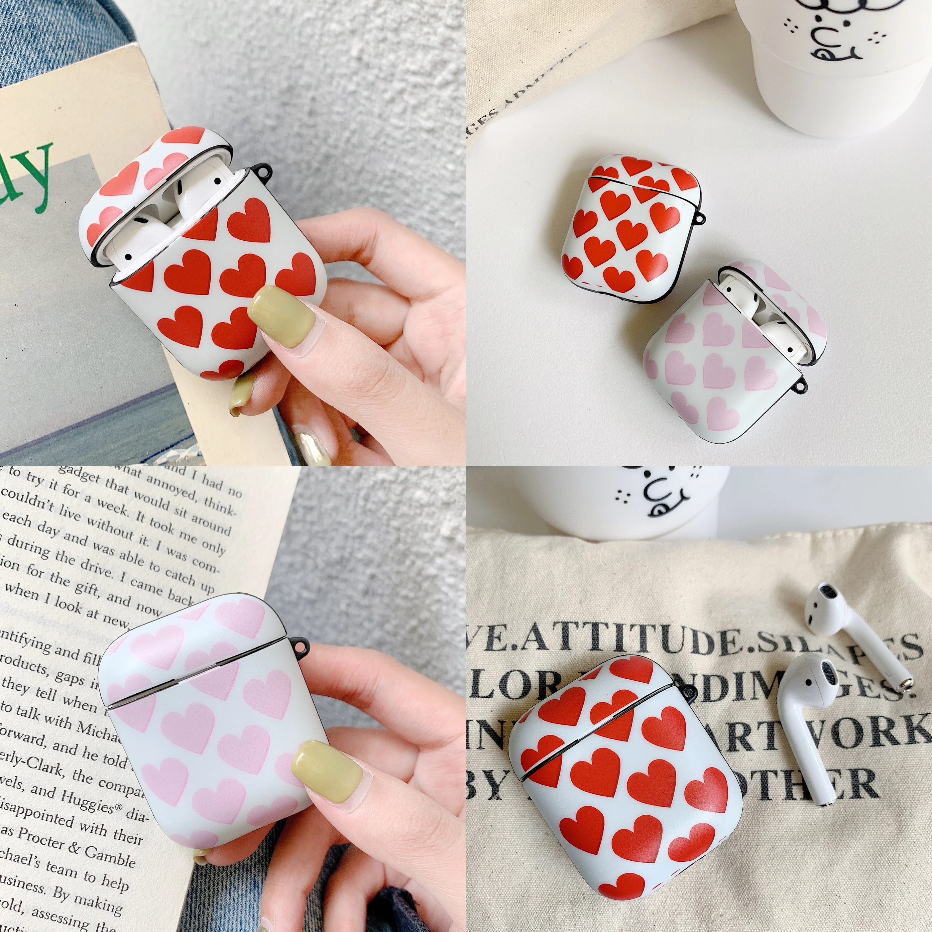 

Soft earphone Case for Apple Airpods 1/2 protector Cover Cartoon Bluetooth Wireless Earphone Headphone Box love-shaped shell