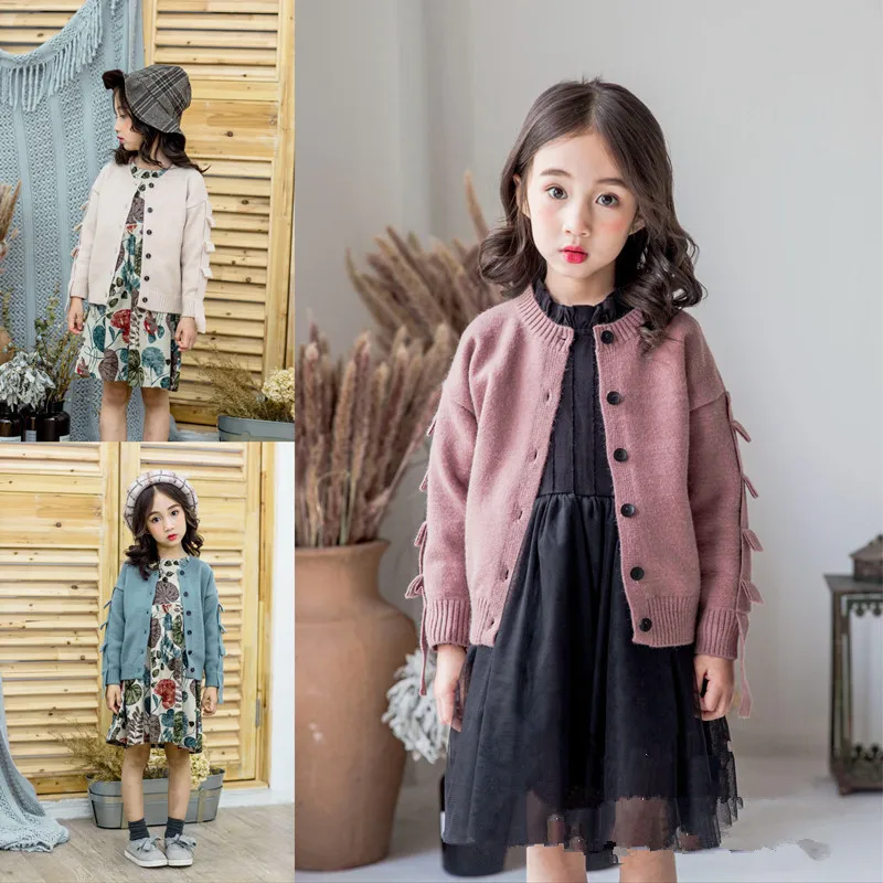 

2019 Spring New Style Kids' Sweater Korean-style GIRL'S Knitted Shirt Children Fashion Cardigan Coat Fashion-M031