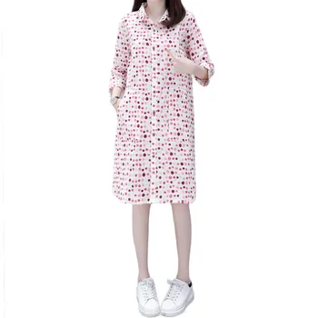 

2020 Spring and Summer New Women's Long Polka Dot Shirt Dress Loose Thin L A- line Dress