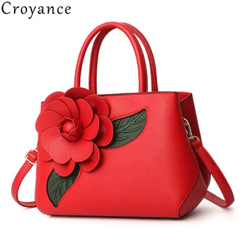 

Croyance Women Leather Handbag Women Shoulder Bag Tote Flowers Sac A Main Femme Luxury Designer Ladies Big Flowery
